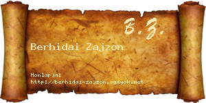 Berhidai Zajzon névjegykártya
